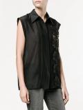 flower appliqué sleeveless shirt