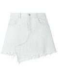 Asymmetric Frayed Denim Skirt