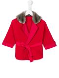 faux fur collar belted jacket