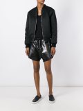 metallic silver-tone shorts