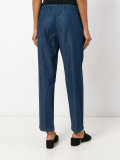 tie-waist denim joggers