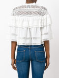 lace trim pleated blouse 