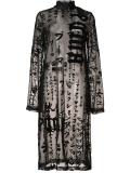 sheer velvet graphic print dress
