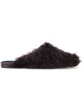 textured fur flat mules