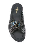 glittered crossed sandals
