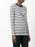 striped cat-embroidered knitted top