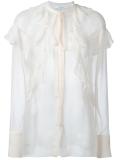 sheer ruffle detail blouse