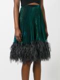 feather trim pleated skirt