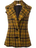 three-dimensional checked sleeveless jacket