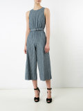 striped belted cropped jumpsuit