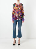 abstract print sheer blouse