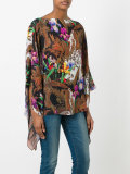 floral print flared blouse
