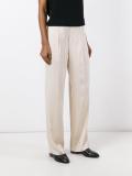 pleated straight trousers