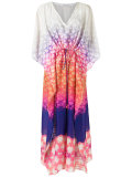 v neck printed kaftan