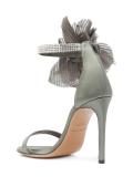 flower appliqué stiletto sandals
