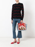 floral motif tote bag 