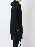 layered hem hooded coat