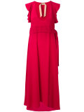 v-neck flared dress