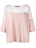 sheer panel flared blouse