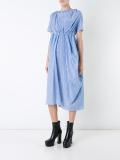 striped draped mid dress