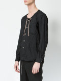 collarless drawstring shirt