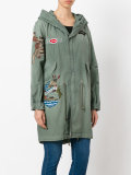 tattoo print parka coat