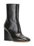 asymmetric heel ankle boots