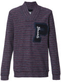 striped V-neck sweatshirt