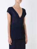pleated rib v-neck top