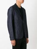 faille-trimmed denim blazer
