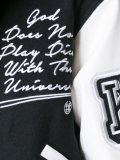 varsity style patched coat 