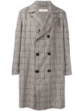 checked double-breasted coat