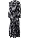 tier panelled, polka dot print, tie waist dress