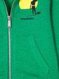 logo print zip cardigan