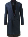 contrast panel long single breasted jacket