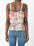 lace-trimmed floral-print top