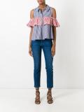 checked ruffled detail shirt