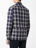topstitched patchwork checked shirt