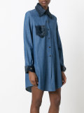 fur trim shirt dress 