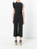 sleeveless ruffle front jumpsuit