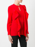 ruffle trim keyhole blouse