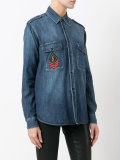 YSL military patch denim shirt
