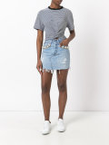 pearl embellished denim skirt 