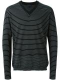 striped v-neck jumper