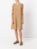 sleeveless ruffle trim dress