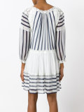 lace trim striped flared dress