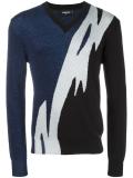 Tiger Flash lamé V-neck jumper