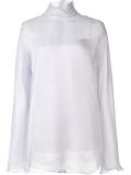 high collar organza blouse