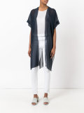 sheer draped open-front top