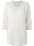 cropped sleeve sweater